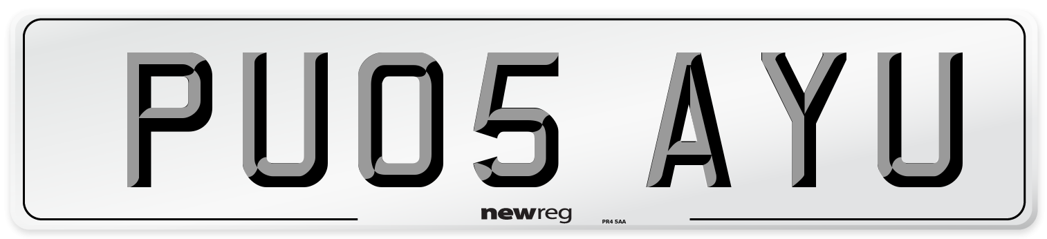 PU05 AYU Number Plate from New Reg